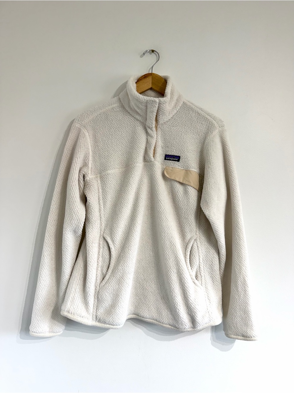 Patagonia Re-Tool Snap-T Fleece Pullover High neck pocket outdoor camping cream